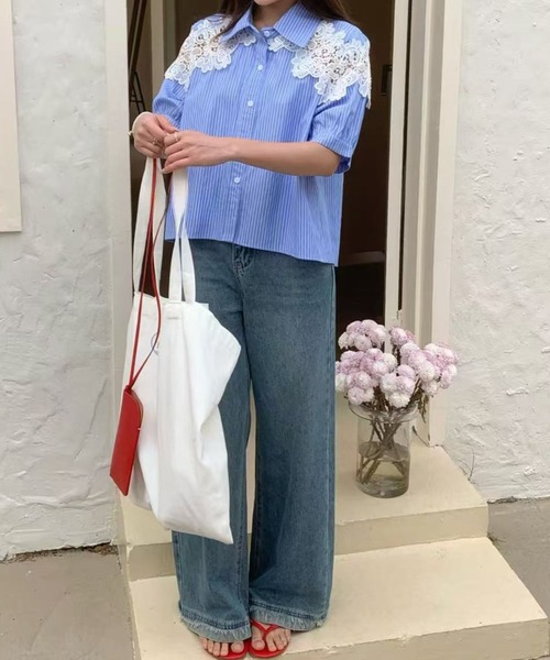 Ada.(エイダ)の「ケミカルレース 切り替え パフスリーブ シャツ(シャツ/ブラウス・レディース・ホワイト/ブルー/ブラック・FREE)」の19枚目の写真