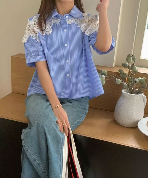Ada.(エイダ)の「ケミカルレース 切り替え パフスリーブ シャツ(シャツ/ブラウス・レディース・ホワイト/ブルー/ブラック・FREE)」の18枚目の写真