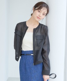 シアー」に該当するレディースのノーカラージャケット