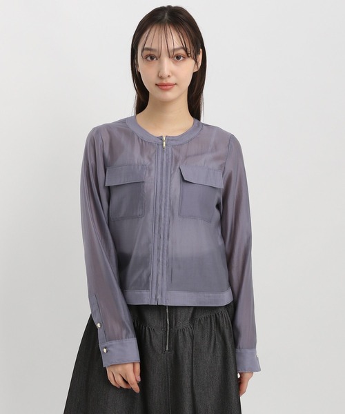rimir シアーブルゾン black シアーZIPブルゾン450915（ノーカラージャケット）｜Andemiu