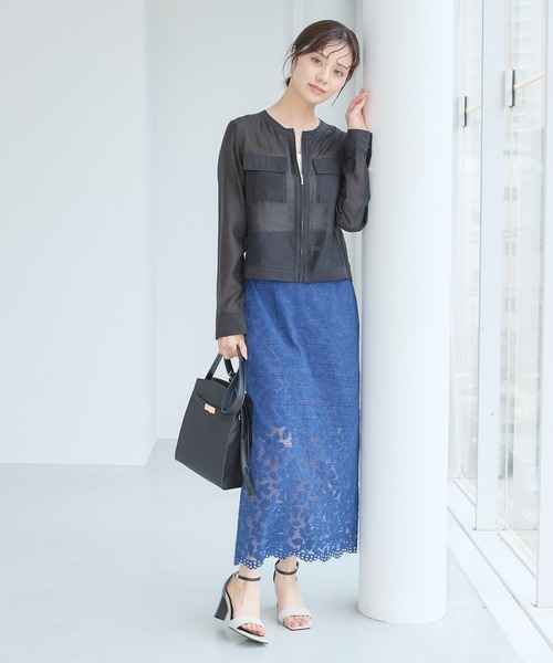 rimir シアーブルゾン black Shirring Lace Blouson-BLACK- – OBLIGE