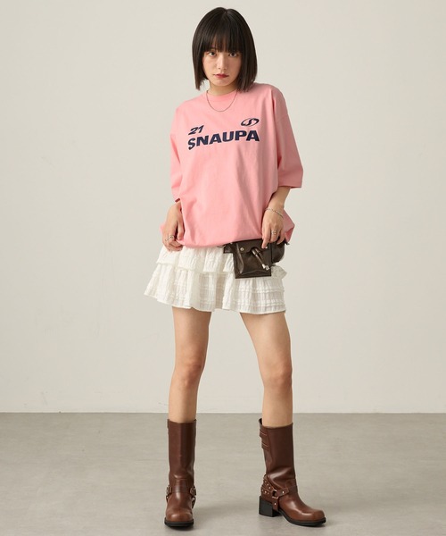 Snap club（スナップクラブ）の「【Snap club】ゲームデザインビッグシルエットドロスト半袖Tシャツ（Tシャツ/カットソー・レディース・オートミール/レッド/ピンク/ブラック/オフホワイト/ブルー/ネイビー系・M/L）」の15枚目の写真