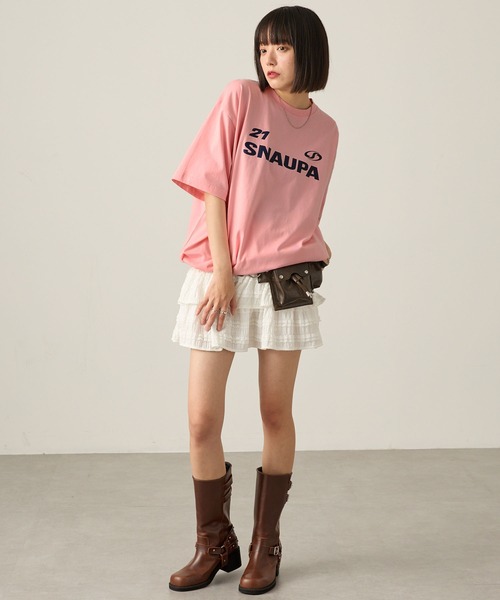 Snap club（スナップクラブ）の「【Snap club】ゲームデザインビッグシルエットドロスト半袖Tシャツ（Tシャツ/カットソー・レディース・オートミール/レッド/ピンク/ブラック/オフホワイト/ブルー/ネイビー系・M/L）」の8枚目の写真
