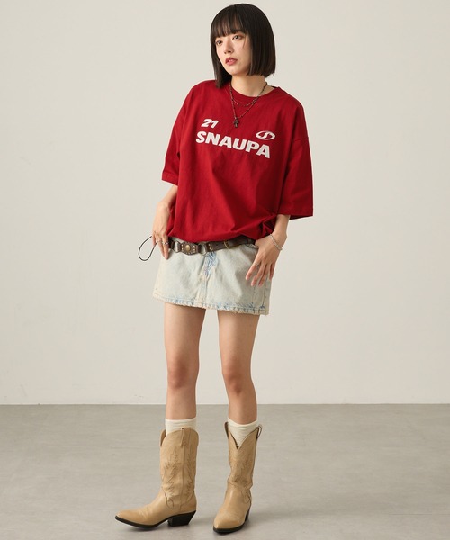 Snap club（スナップクラブ）の「【Snap club】ゲームデザインビッグシルエットドロスト半袖Tシャツ（Tシャツ/カットソー・レディース・オートミール/レッド/ピンク/ブラック/オフホワイト/ブルー/ネイビー系・M/L）」の17枚目の写真