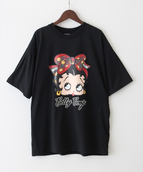 SpRay(スプレイ)の「ベティープリントビッグTシャツ(Tシャツ/カットソー・レディース・オフホワイト/チャコールグレー/ブラック・FREE)」の19枚目の写真