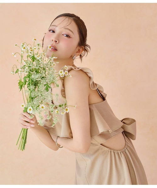 PEACH JOHN（ピーチジョン）の「サイドオープンキャミワンピ（ワンピース・レディース・ベージュ/ネイビー・ONE SIZE）」の4枚目の写真