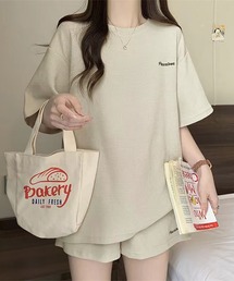 LAFFMO | ワンポイント刺繍Tシャツ＆ショートパンツ 上下セット(スウェット)