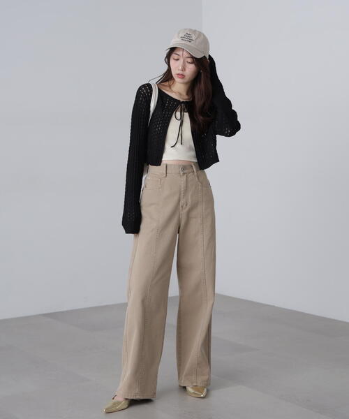 FREE'S MART（フリーズマート）の「◆透かし編みリボンボレロ（カーディガン/ボレロ・レディース・ブラック/ホワイト/レッド/ライトグリーン・FREE）」の10枚目の写真