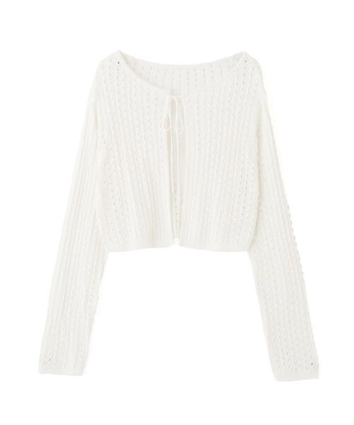 FREE'S MART（フリーズマート）の「◆透かし編みリボンボレロ（カーディガン/ボレロ・レディース・ブラック/ホワイト/レッド/ライトグリーン・FREE）」の13枚目の写真