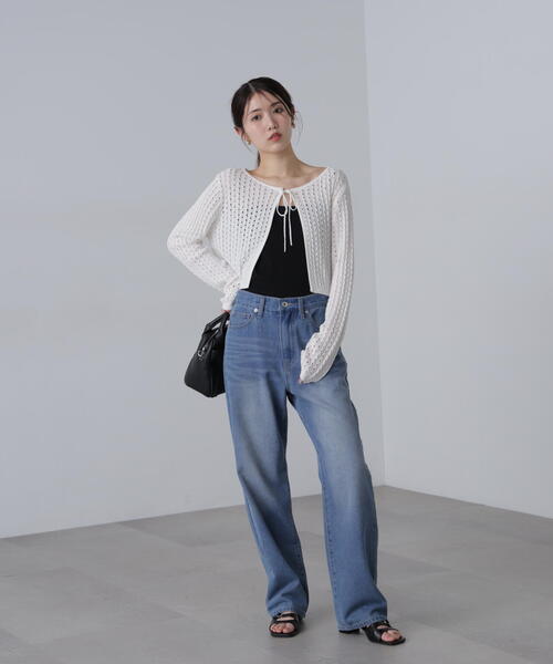 FREE'S MART（フリーズマート）の「◆透かし編みリボンボレロ（カーディガン/ボレロ・レディース・ブラック/ホワイト/レッド/ライトグリーン・FREE）」の17枚目の写真