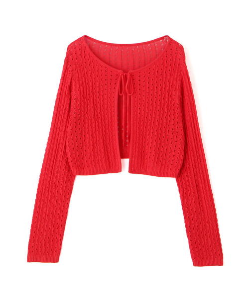 FREE'S MART（フリーズマート）の「◆透かし編みリボンボレロ（カーディガン/ボレロ・レディース・ブラック/ホワイト/レッド/ライトグリーン・FREE）」の20枚目の写真