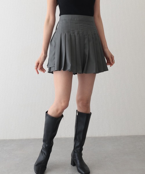 Lace Ladies(レースレディース)の「サイドリボン プリーツ デザイン フレア ミニ スカート(スカート・レディース・グレー・M/L/XL)」の8枚目の写真