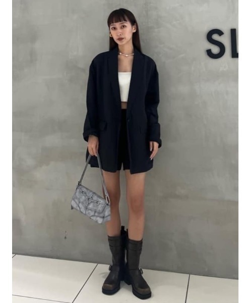 THROW by SLY(スローバイスライ)の「THROW WRINKLE FINISH TAILOR JK リンクル フィニッシュ テイラージャケット(テーラードジャケット・レディース・ライトブラック/キナリ・FREE)」の5枚目の写真