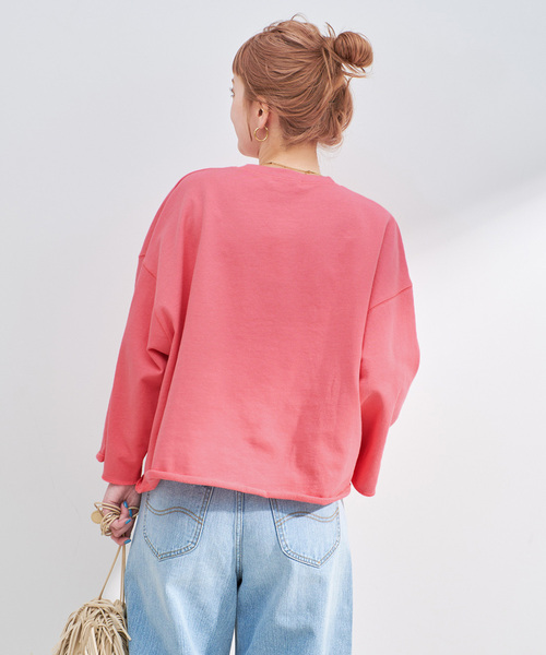 B.C STOCK(ベーセーストック)の「《追加》手洗い可 / ラメサガラ刺繍7分袖プルオーバー(スウェット・レディース・ピンク/チャコールグレー/ホワイト・FREE)」の18枚目の写真