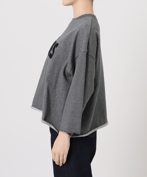 B.C STOCK(ベーセーストック)の「《追加》手洗い可 / ラメサガラ刺繍7分袖プルオーバー(スウェット・レディース・ピンク/チャコールグレー/ホワイト・FREE)」の16枚目の写真