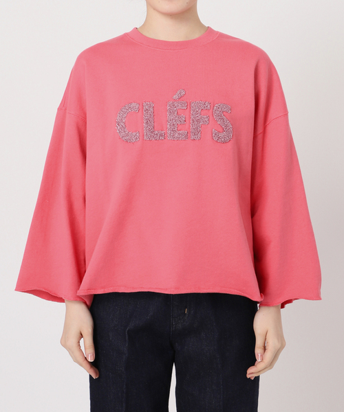 B.C STOCK(ベーセーストック)の「《追加》手洗い可 / ラメサガラ刺繍7分袖プルオーバー(スウェット・レディース・ピンク/チャコールグレー/ホワイト・FREE)」の6枚目の写真