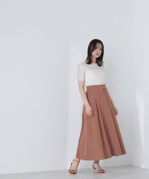NATURAL BEAUTY BASIC（ナチュラルビューティーベーシック）の「◇サマーケーブルコンパクトニット（ニット/セーター・レディース・ライトグリーン/ダークブラウン/オフホワイト・FREE）」の4枚目の写真