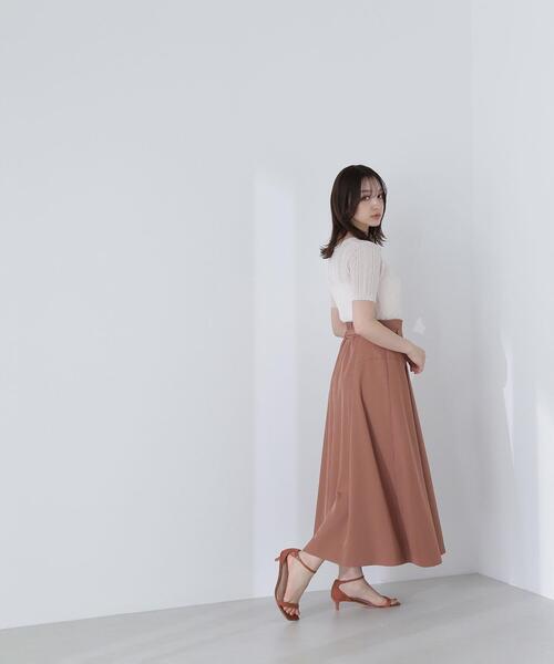 NATURAL BEAUTY BASIC（ナチュラルビューティーベーシック）の「◇サマーケーブルコンパクトニット（ニット/セーター・レディース・ライトグリーン/ダークブラウン/オフホワイト・FREE）」の5枚目の写真
