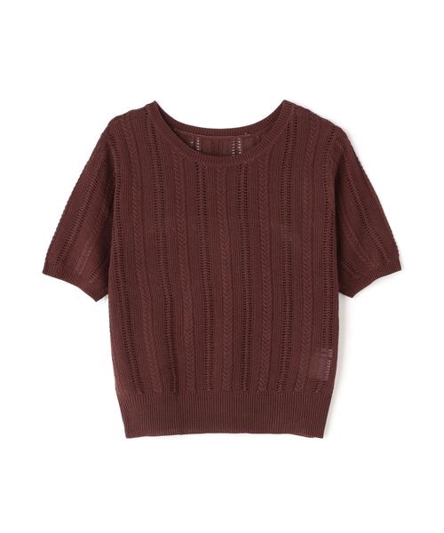 NATURAL BEAUTY BASIC（ナチュラルビューティーベーシック）の「◇サマーケーブルコンパクトニット（ニット/セーター・レディース・ライトグリーン/ダークブラウン/オフホワイト・FREE）」の7枚目の写真