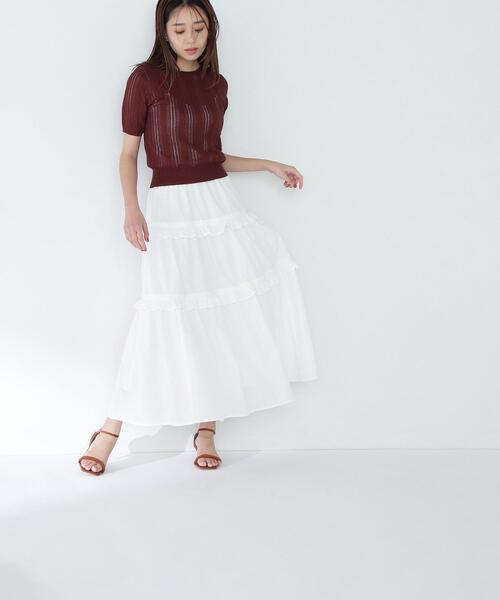 NATURAL BEAUTY BASIC（ナチュラルビューティーベーシック）の「◇サマーケーブルコンパクトニット（ニット/セーター・レディース・ライトグリーン/ダークブラウン/オフホワイト・FREE）」の8枚目の写真