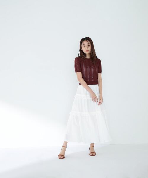 NATURAL BEAUTY BASIC（ナチュラルビューティーベーシック）の「◇サマーケーブルコンパクトニット（ニット/セーター・レディース・ライトグリーン/ダークブラウン/オフホワイト・FREE）」の10枚目の写真