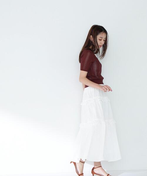 NATURAL BEAUTY BASIC（ナチュラルビューティーベーシック）の「◇サマーケーブルコンパクトニット（ニット/セーター・レディース・ライトグリーン/ダークブラウン/オフホワイト・FREE）」の12枚目の写真