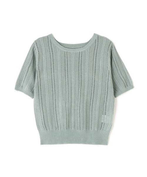 NATURAL BEAUTY BASIC（ナチュラルビューティーベーシック）の「◇サマーケーブルコンパクトニット（ニット/セーター・レディース・ライトグリーン/ダークブラウン/オフホワイト・FREE）」の15枚目の写真