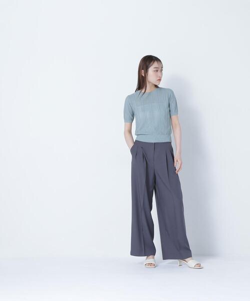 NATURAL BEAUTY BASIC（ナチュラルビューティーベーシック）の「◇サマーケーブルコンパクトニット（ニット/セーター・レディース・ライトグリーン/ダークブラウン/オフホワイト・FREE）」の18枚目の写真