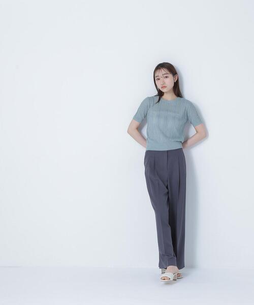 NATURAL BEAUTY BASIC（ナチュラルビューティーベーシック）の「◇サマーケーブルコンパクトニット（ニット/セーター・レディース・ライトグリーン/ダークブラウン/オフホワイト・FREE）」の20枚目の写真