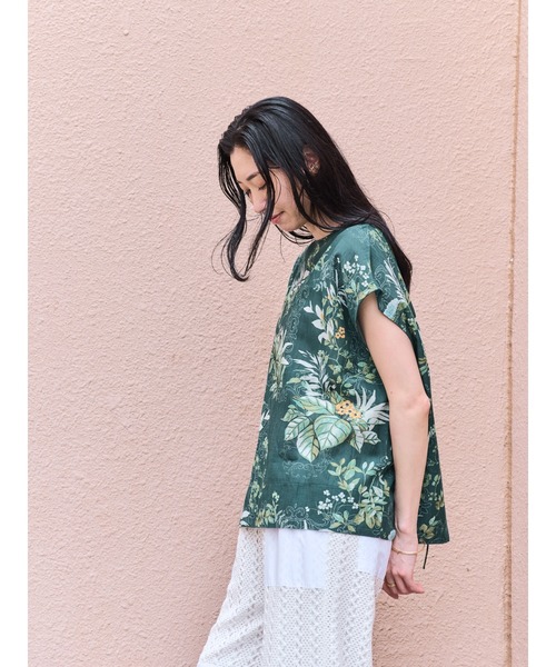 DOLLUPOOPS（ドールアップウップス）の「リーフプリントバックリボントップス（シャツ/ブラウス・レディース・チャコールグレー/オフホワイト/グリーン・38）」の18枚目の写真