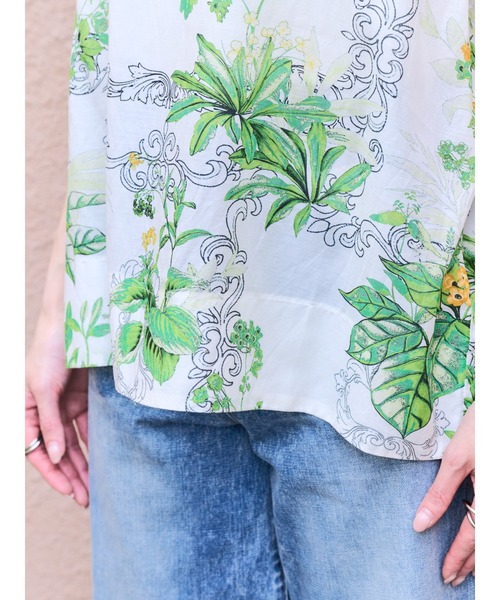 DOLLUPOOPS（ドールアップウップス）の「リーフプリントバックリボントップス（シャツ/ブラウス・レディース・チャコールグレー/オフホワイト/グリーン・38）」の22枚目の写真