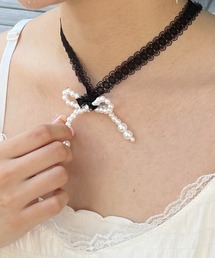 SOLLON.（ソルロン）の「パールリボンレースネックレス（チョーカー）」