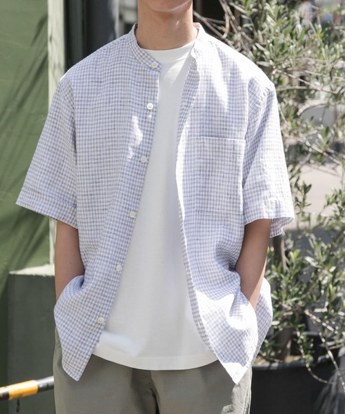 FORK&SPOON(フォークアンドスプーン)の「FORK&SPOON コットンリネンショートスリーブシャツ(シャツ/ブラウス・メンズ・ブラック系その他/ナチュラル/ブルー/ホワイト系その他・5/4)」の1枚目の写真