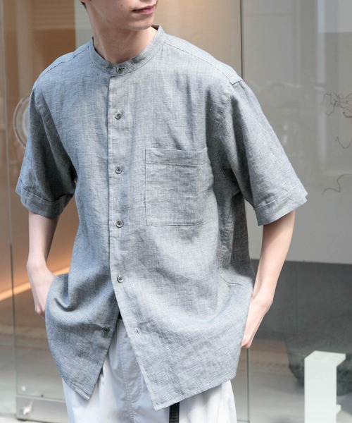 FORK&SPOON(フォークアンドスプーン)の「FORK&SPOON コットンリネンショートスリーブシャツ(シャツ/ブラウス・メンズ・ブラック系その他/ナチュラル/ブルー/ホワイト系その他・5/4)」の2枚目の写真