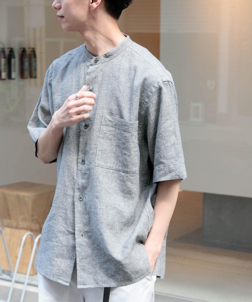 FORK&SPOON(フォークアンドスプーン)の「FORK&SPOON コットンリネンショートスリーブシャツ(シャツ/ブラウス・メンズ・ブラック系その他/ナチュラル/ブルー/ホワイト系その他・5/4)」の5枚目の写真