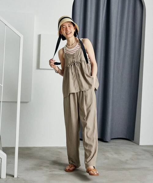 FREAK'S STORE(フリークスストア)の「<接触冷感> SUMMERCOOL リボン付き キャミソール セットアップ/ビスチェ セットアップ(その他パンツ・レディース・ベージュ/グレイッシュベージュ/ブラック/ブルー・SMALL/MEDIUM)」の3枚目の写真