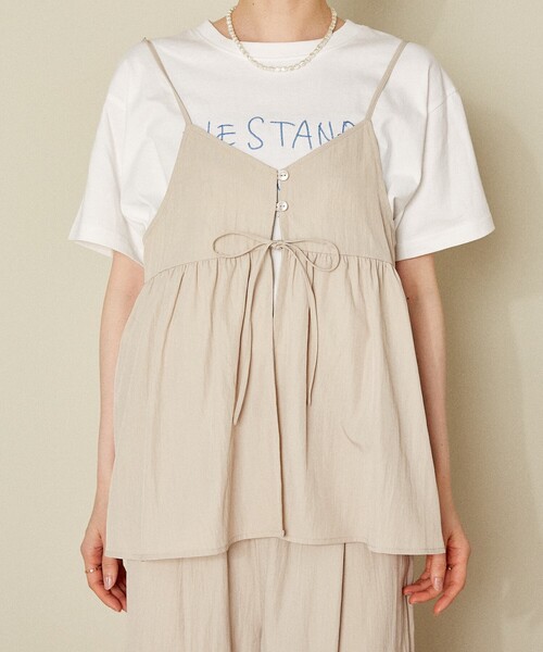 FREAK'S STORE(フリークスストア)の「<接触冷感> SUMMERCOOL リボン付き キャミソール セットアップ/ビスチェ セットアップ(その他パンツ・レディース・ベージュ/グレイッシュベージュ/ブラック/ブルー・SMALL/MEDIUM)」の22枚目の写真