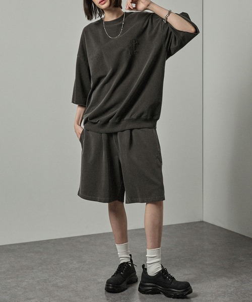 Alfred Alex(アルフレッドアレックス)の「【Alfred Alex】ヴィンテージライク ピグメント パッチロゴ セットアップ(セットアップ・メンズ・ブラック/ワインレッド/チャコール・M/L)」の5枚目の写真