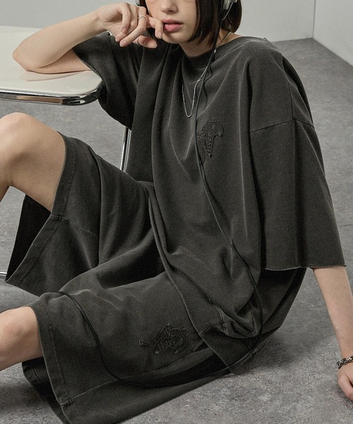 Alfred Alex(アルフレッドアレックス)の「【Alfred Alex】ヴィンテージライク ピグメント パッチロゴ セットアップ(セットアップ・メンズ・ブラック/ワインレッド/チャコール・M/L)」の8枚目の写真