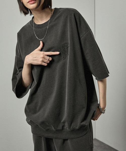 Alfred Alex(アルフレッドアレックス)の「【Alfred Alex】ヴィンテージライク ピグメント パッチロゴ セットアップ(セットアップ・メンズ・ブラック/ワインレッド/チャコール・M/L)」の9枚目の写真