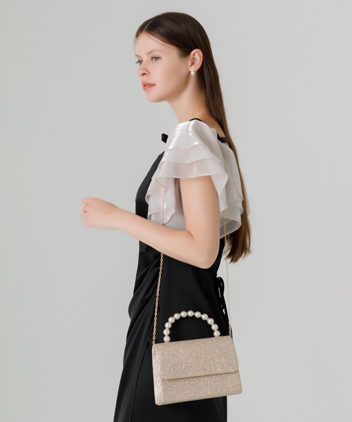セール】【LEJA】2WAYパールハンドルグリッターバッグ結婚式