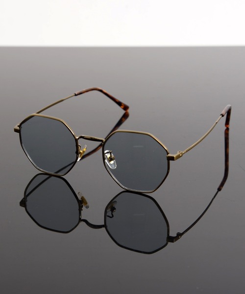 セール】メタルフレーム オクタゴン カラーレンズ サングラス UVカット