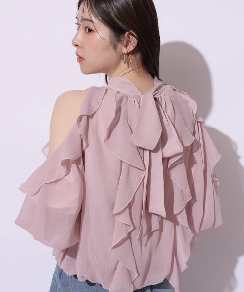 rirandture オフショル　トップス　M リランドチュール Rirandture オフショルリボンペプラムトップス