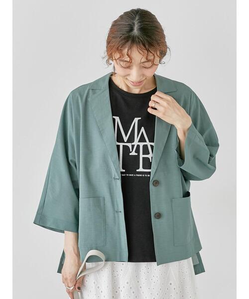 Lugnoncure（ルノンキュール）の「シアードルマンジャケット（ノーカラージャケット・レディース・ベージュ/ブラック/カーキ・F）」の12枚目の写真