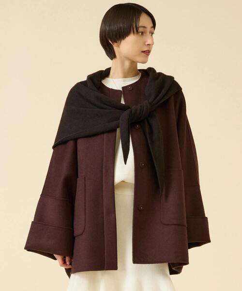 martinique（マルティニーク）の「【ASAUCE MELER /アソースメレ】 シームレストライアングルカシミヤニットストール（ストール/ショール・レディース・チャコールグレー/ブラウン/ライトグレー・FREE）」の7枚目の写真