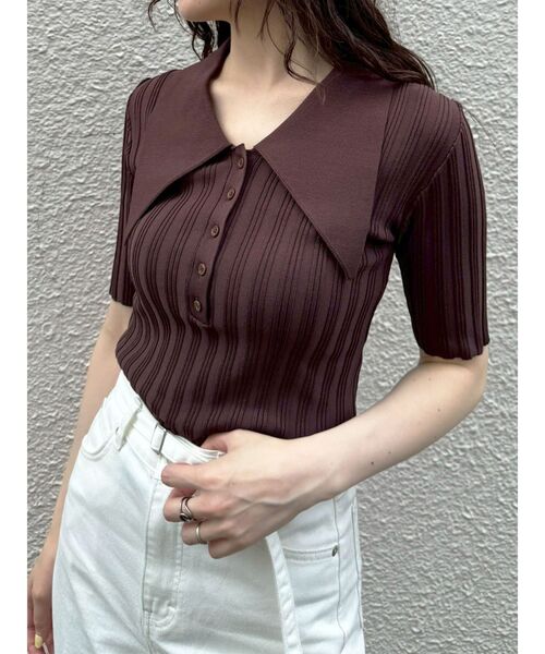 LAGUNAMOON(ラグナムーン)の「【機能性アイテム】ウォッシャブルビックカラーニットプルオーバー 秋服(ニット/セーター・レディース・ミント/ベージュ/ブラウン・FREE)」の1枚目の写真