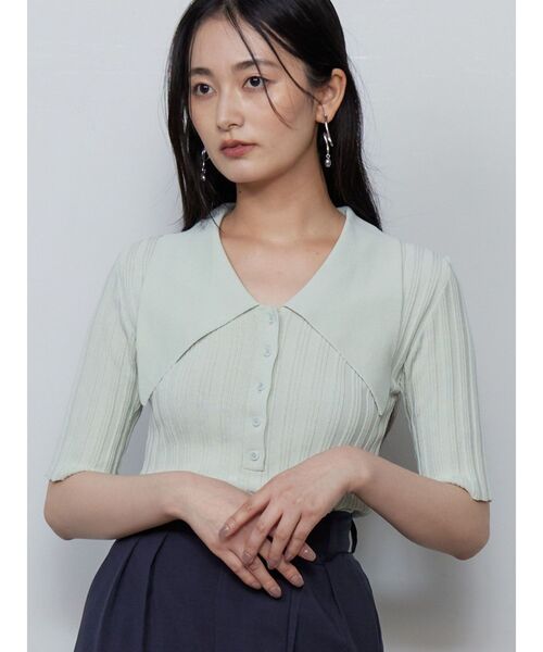 LAGUNAMOON(ラグナムーン)の「【機能性アイテム】ウォッシャブルビックカラーニットプルオーバー 秋服(ニット/セーター・レディース・ミント/ベージュ/ブラウン・FREE)」の3枚目の写真