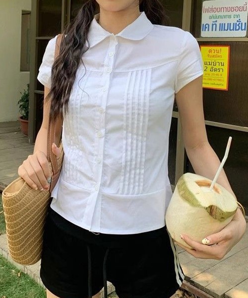 HALEYPESCA/ショートスリーブ襟付きコンパクトブラウス