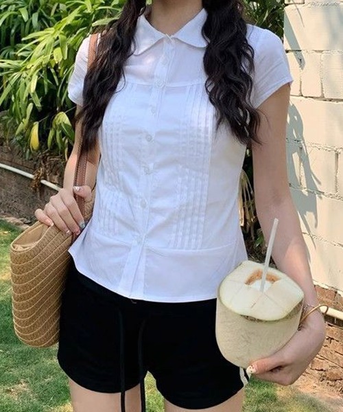 HALEYPESCA/ショートスリーブ襟付きコンパクトブラウス