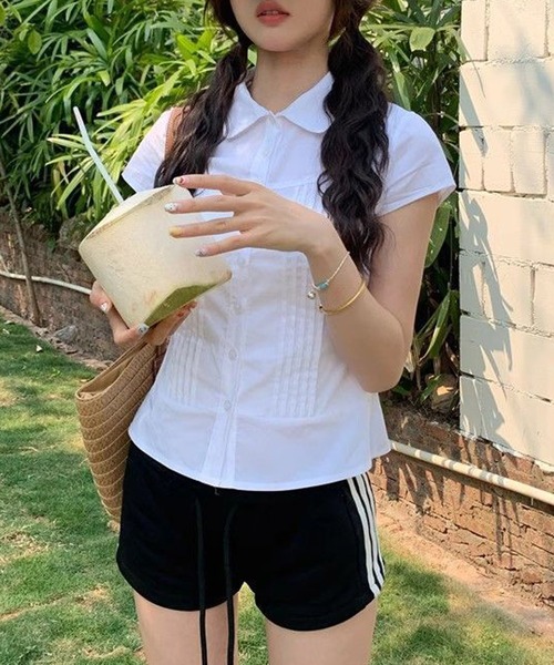 HALEY PESCA（ヘーリーペスカ）の「HALEY PESCA/ショートスリーブ　襟付きコンパクトブラウス（シャツ/ブラウス・レディース・ピンク/ホワイト・SMALL/MEDIUM）」の17枚目の写真